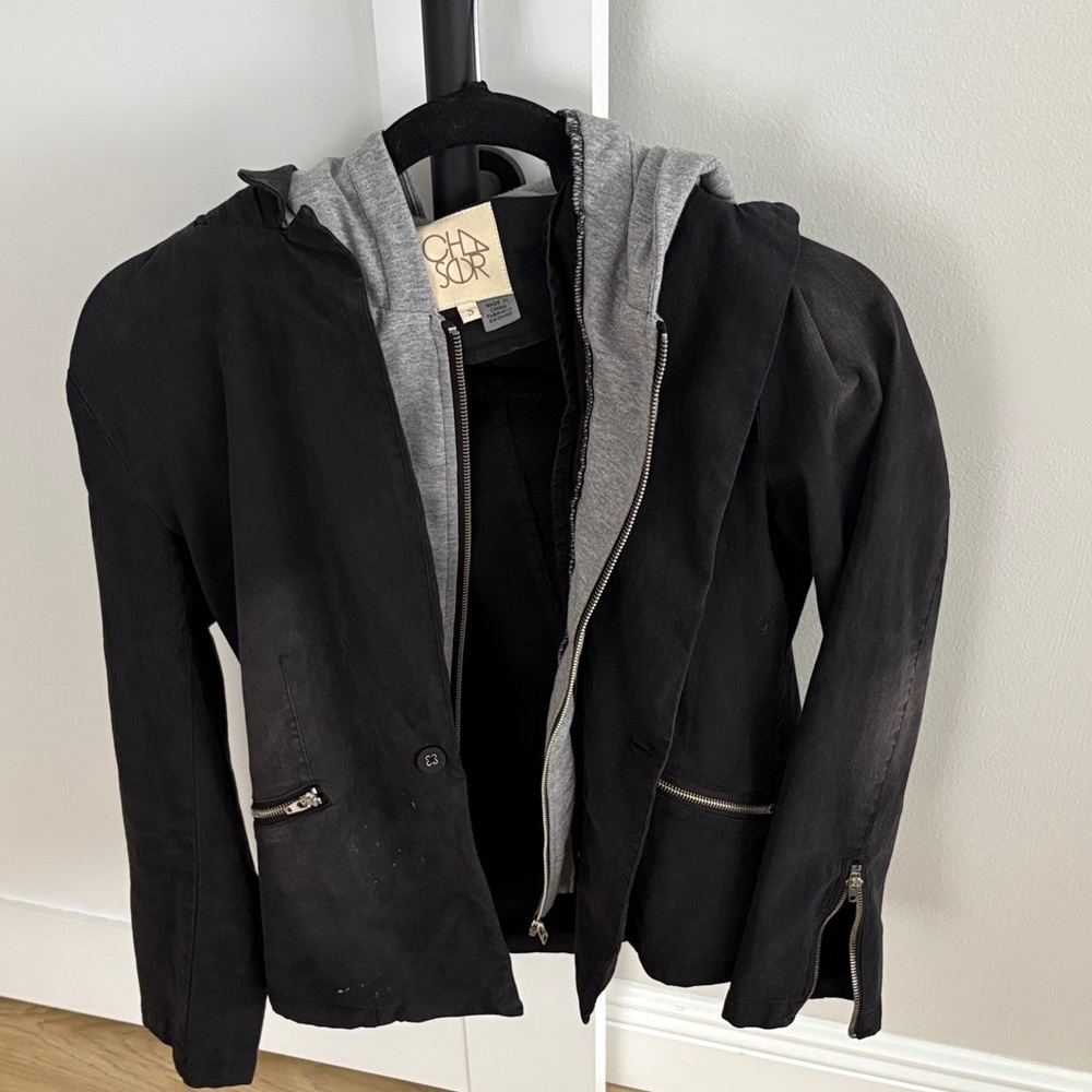 Black and Gray Hooded Jacket